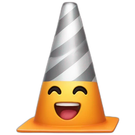 Kirby who ate a construction cone emoji