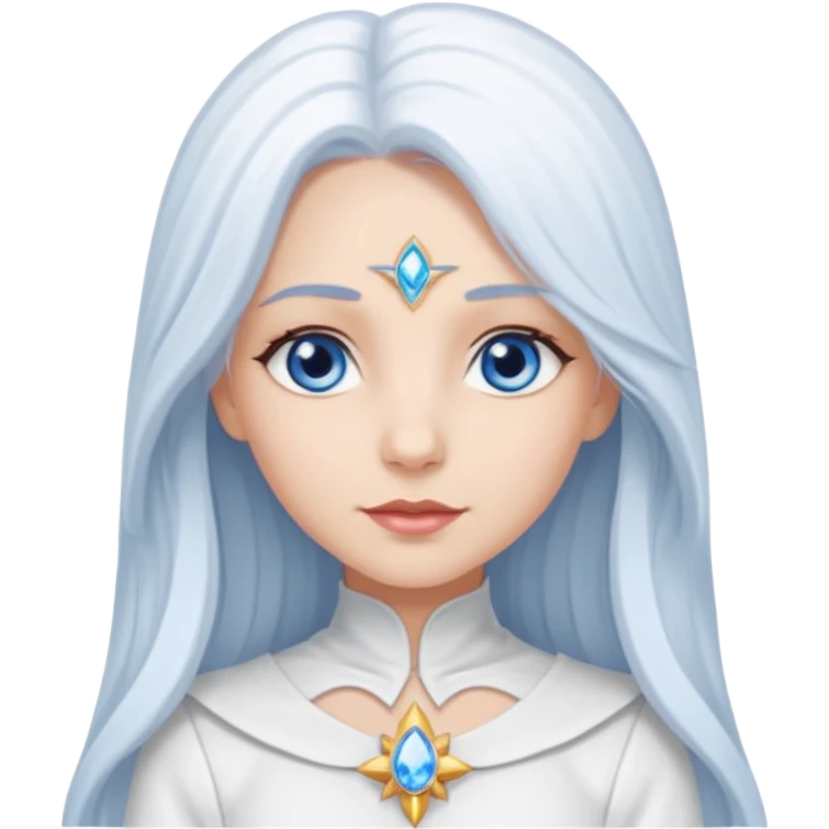 Good Witch of the North from The Wizard of Oz with light skin, blue eyes, long white hair, white outfit emoji