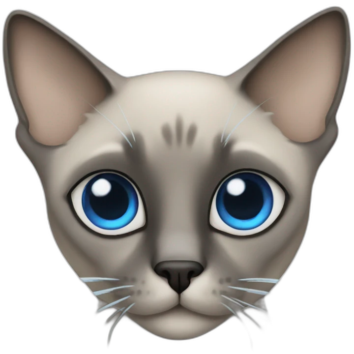 Grey siamese cat with blue crosseyed eyes  emoji