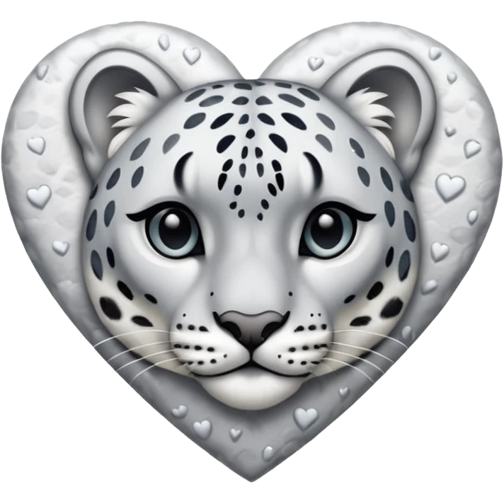 Silver white snow Leopard print heart emoji