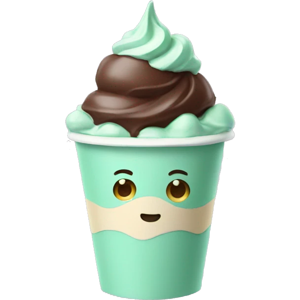 mint choco icecream cup above emoji