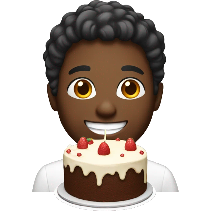 Black person with a cake smiling emoji