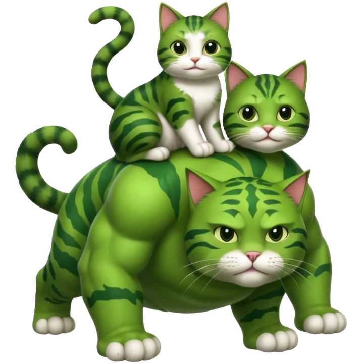 Cat riding on hulks back emoji