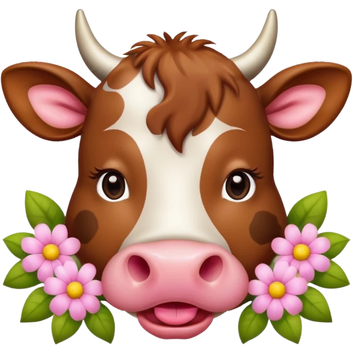 A cute brown cow with flowers  emoji