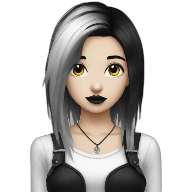 Goth girl black and white hair emoji