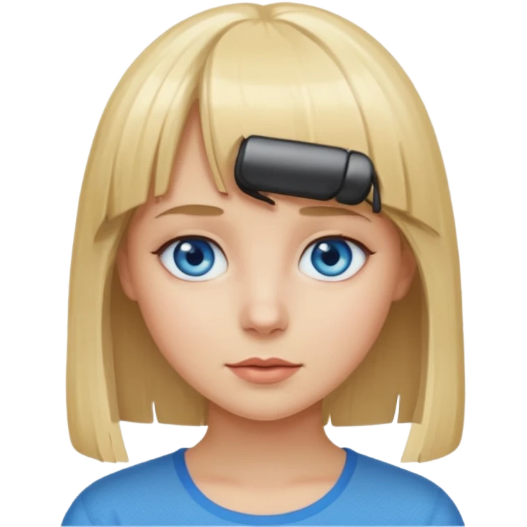 Blonde girl with bangs and blue eyes emoji