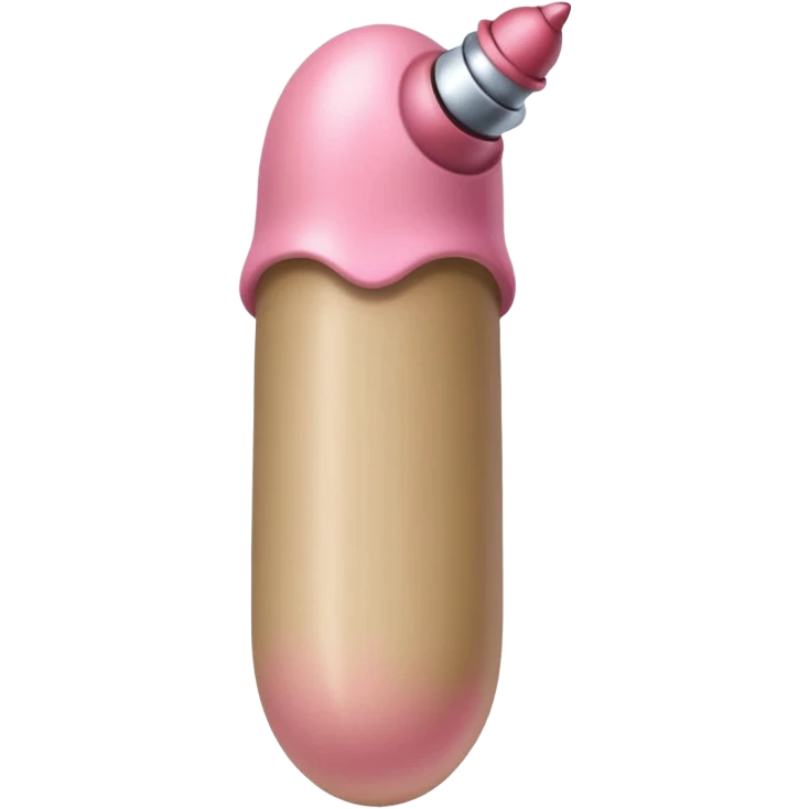 tan beige skin color and pink cylindrical shaft penis, erect, phallus shape, no face, with glans pink acorn-like tip at one end with urethral opening emoji