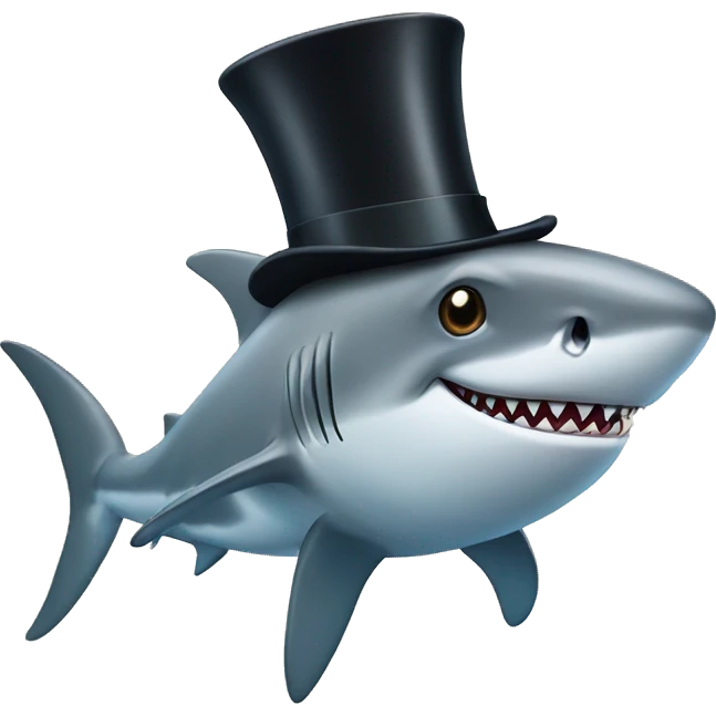 Shark with a top hat emoji
