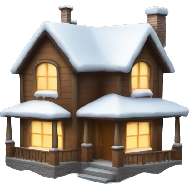 A house with the snow on the top and lights emoji