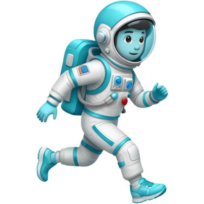 cyan and white astronaut, running in sneakers emoji