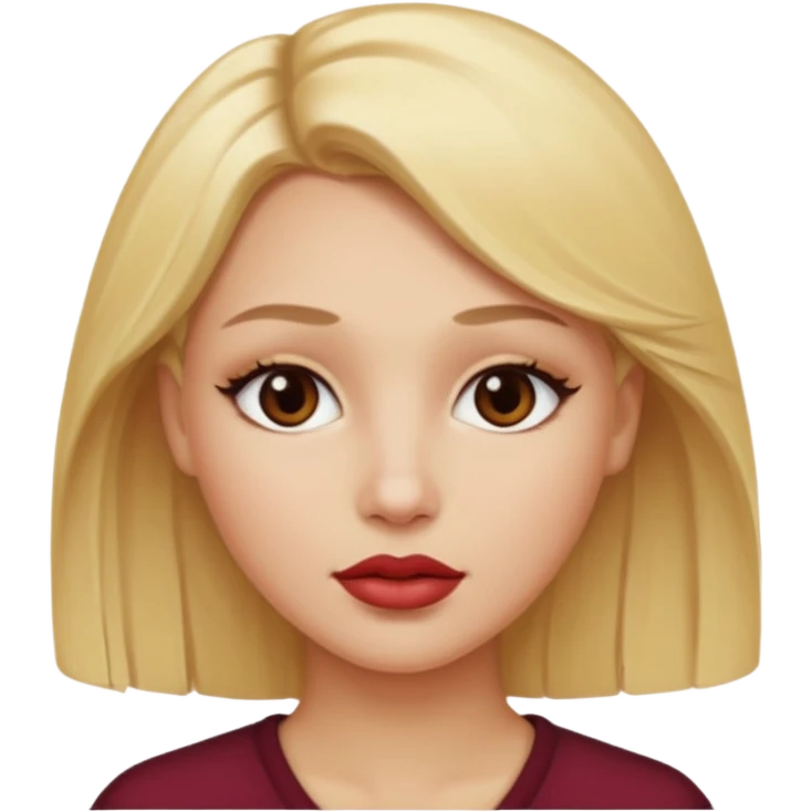 Tengo la tez clara pero en tonalidad cálida, el cabello rubio y ojos oscuros, tengo los labios gruesos emoji