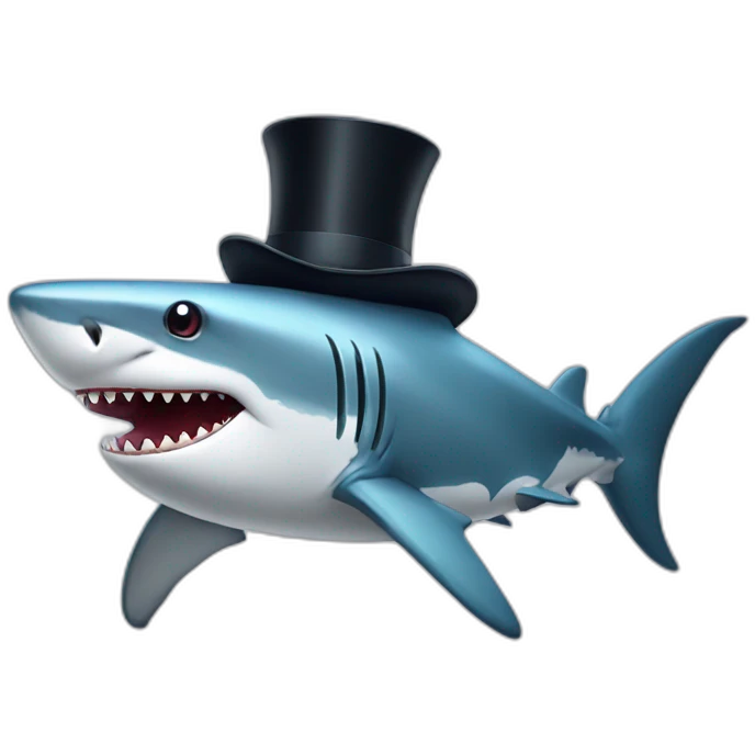 Shark with a top hat emoji