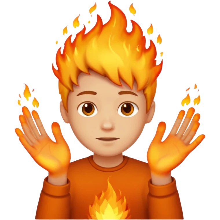 A boy with no hands fire instead made out of fire emoji