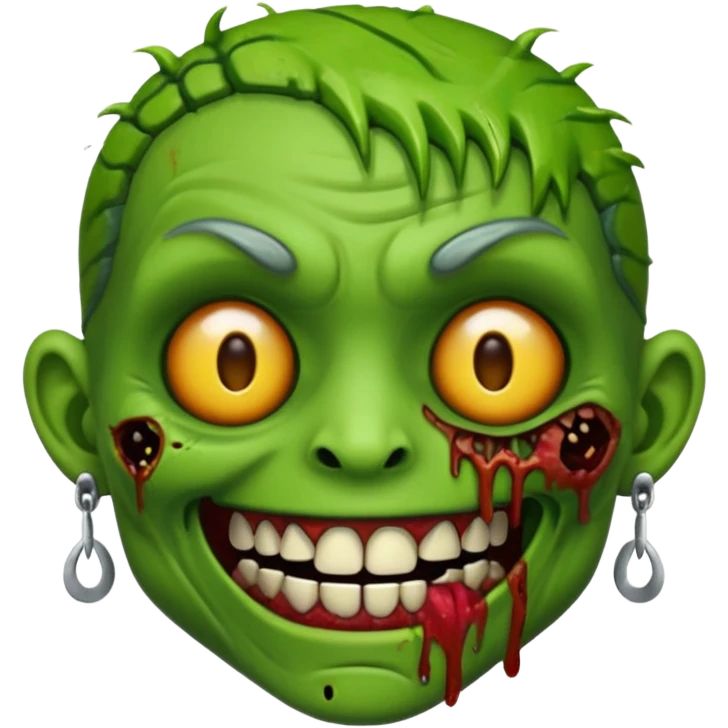 Create a zombie emoji with grillz and earring emoji