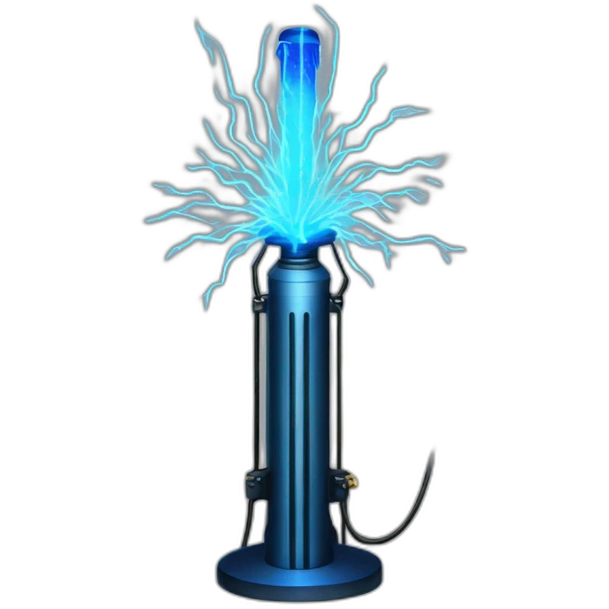 Nikola Tesla coil with blue sparks emoji