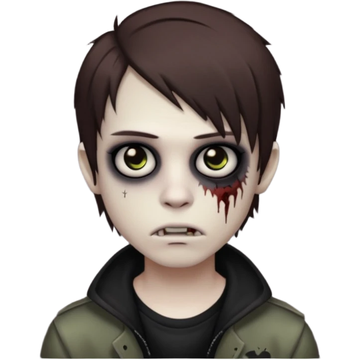 boy zombie with brown middlepart hair emo emoji