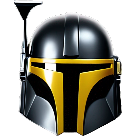 Gloss black and yellow mandalorian helmet with one antenna emoji