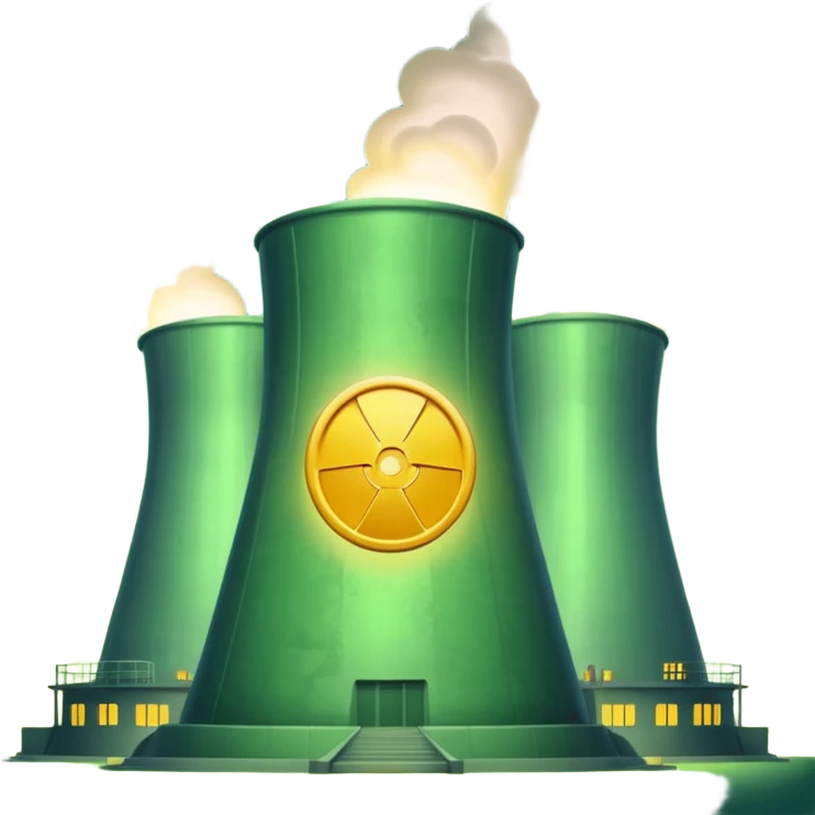 nuclear power plant with a subtle radioactive glow, less green, realistic, emoji style, option 11 emoji