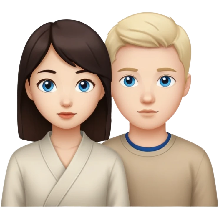 White boy with blue eyes and Asian girl with brown eyes  emoji