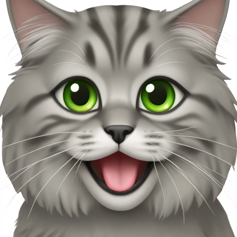 Grey Siberian cat and Green eyes  emoji