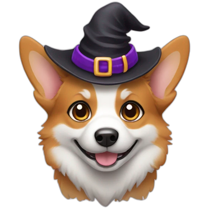 Corgi wearing witch costume emoji
