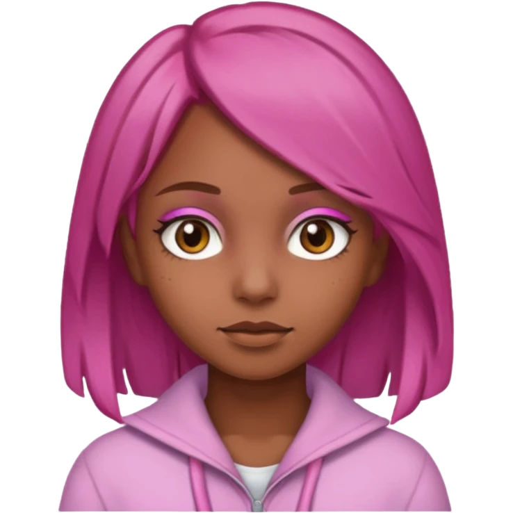 girl with brown hair and brown eyes and pink  end of a hair emoji