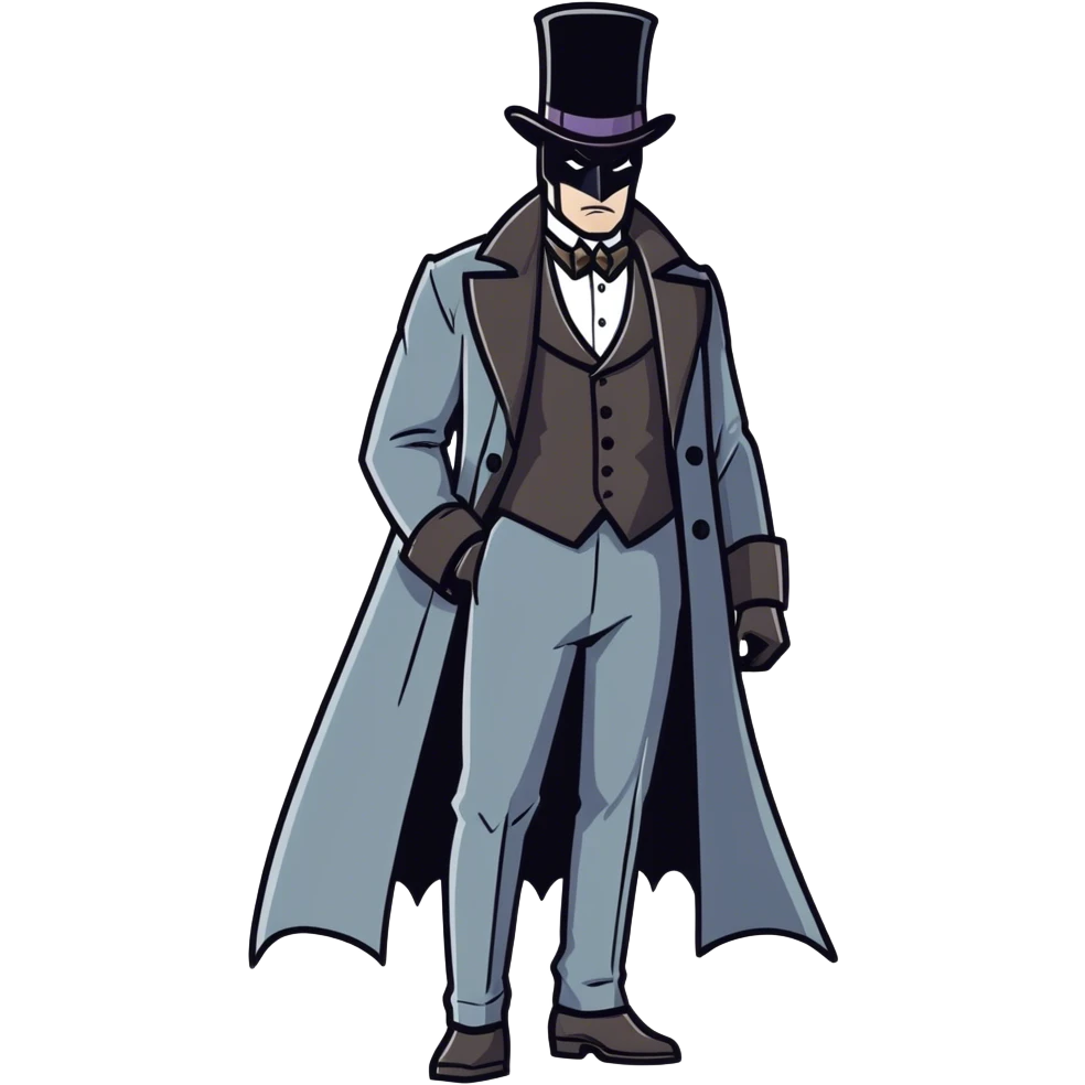 Batman wearing Victorian era clothes with top hat and coat emoji