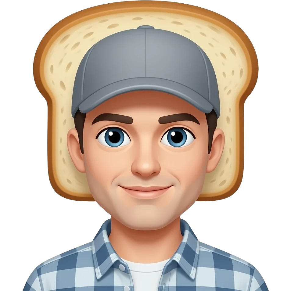 White maile short grey hat and bread hat on emoji