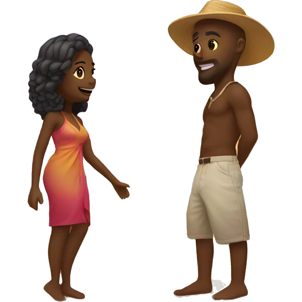 Beach Sunset man and woman  emoji
