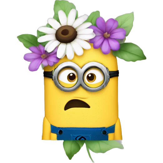 minion’s face cover with flower emoji