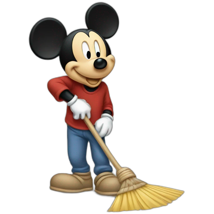 Mickey Mouse sweeping emoji