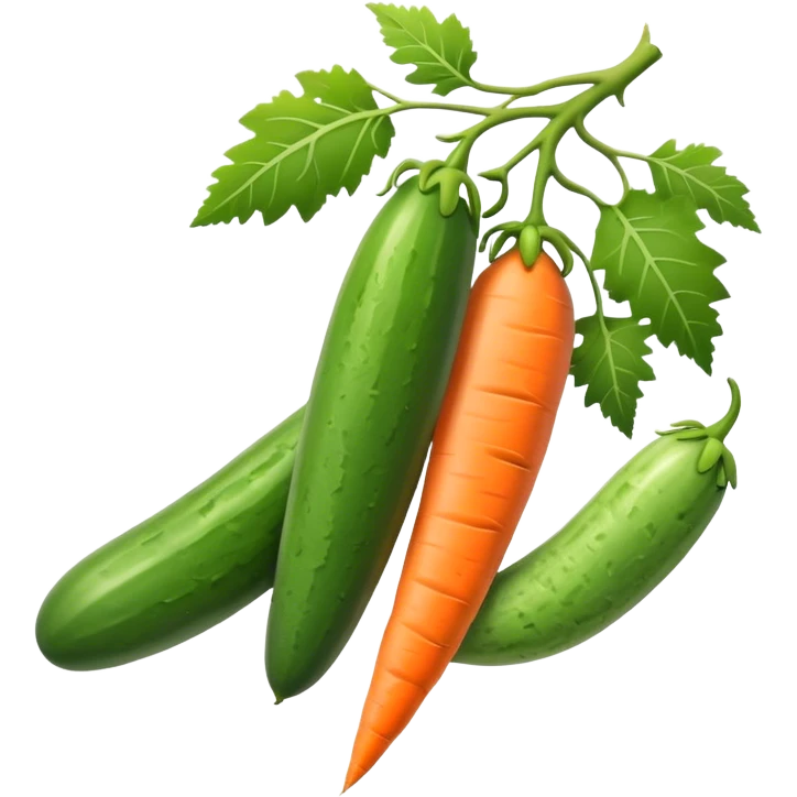 cucumber, eggplant, big carrot, on a branch emoji