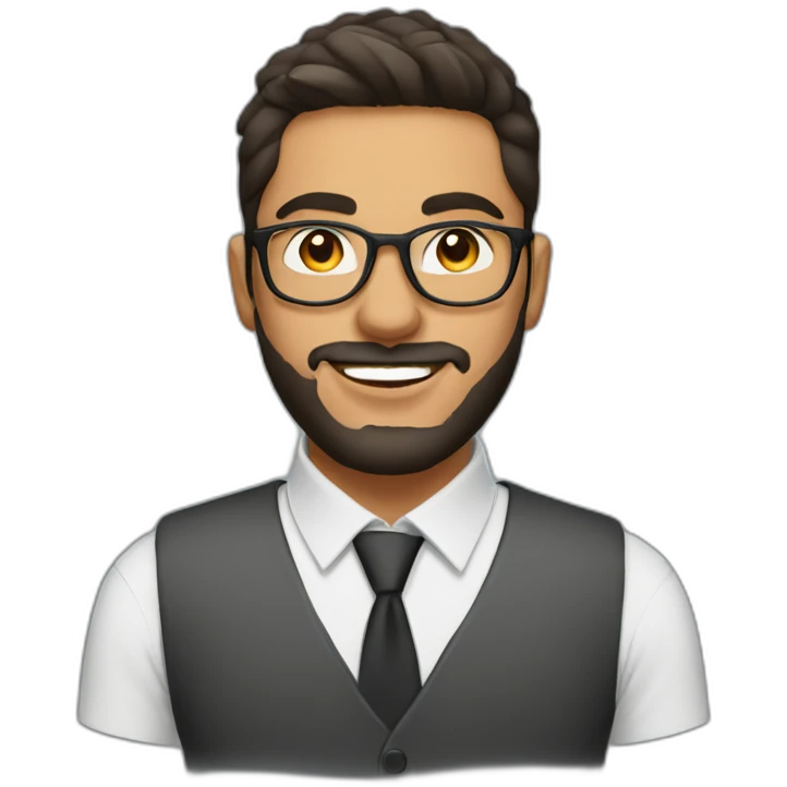 tunisian young finance guy round glasses with beard and fade haircut emoji