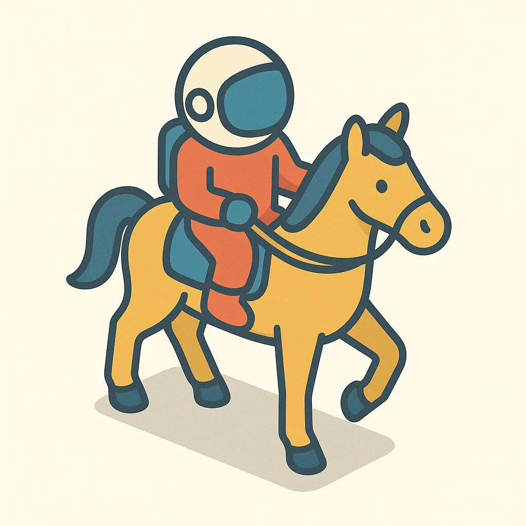 astronaut on horseback with stars in background emoji
