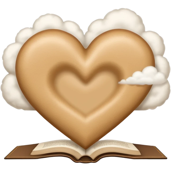 beige heart + cloud + book emoji