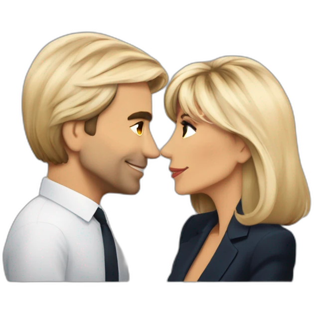 Emanuel et Brigitte Macron bisou emoji