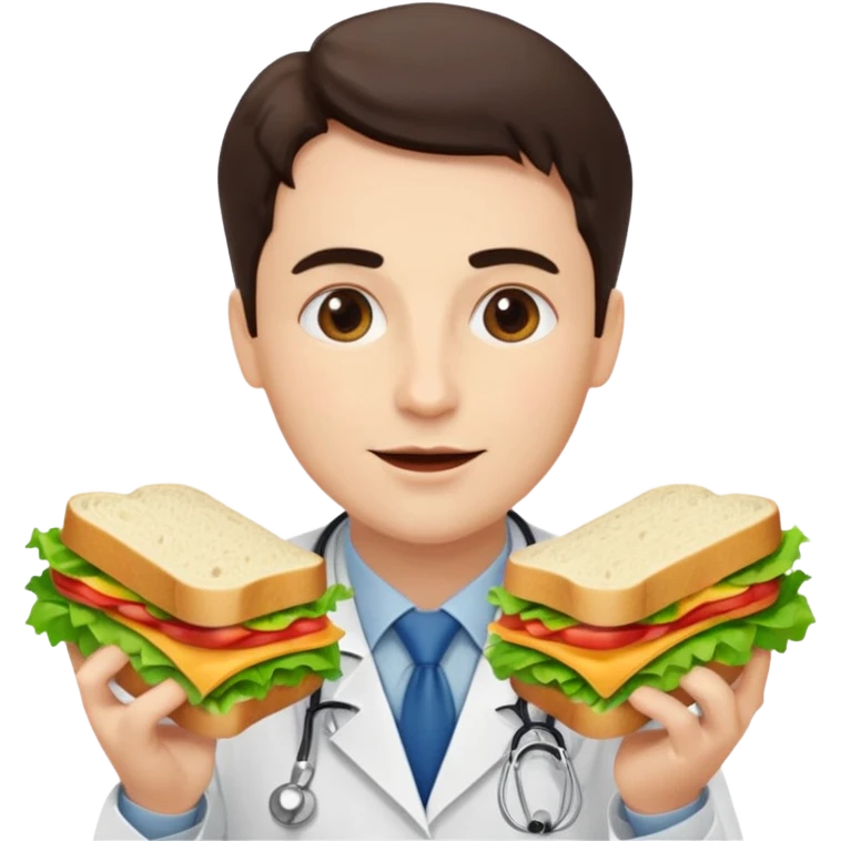 Médico comiendo un súper sandwich emoji