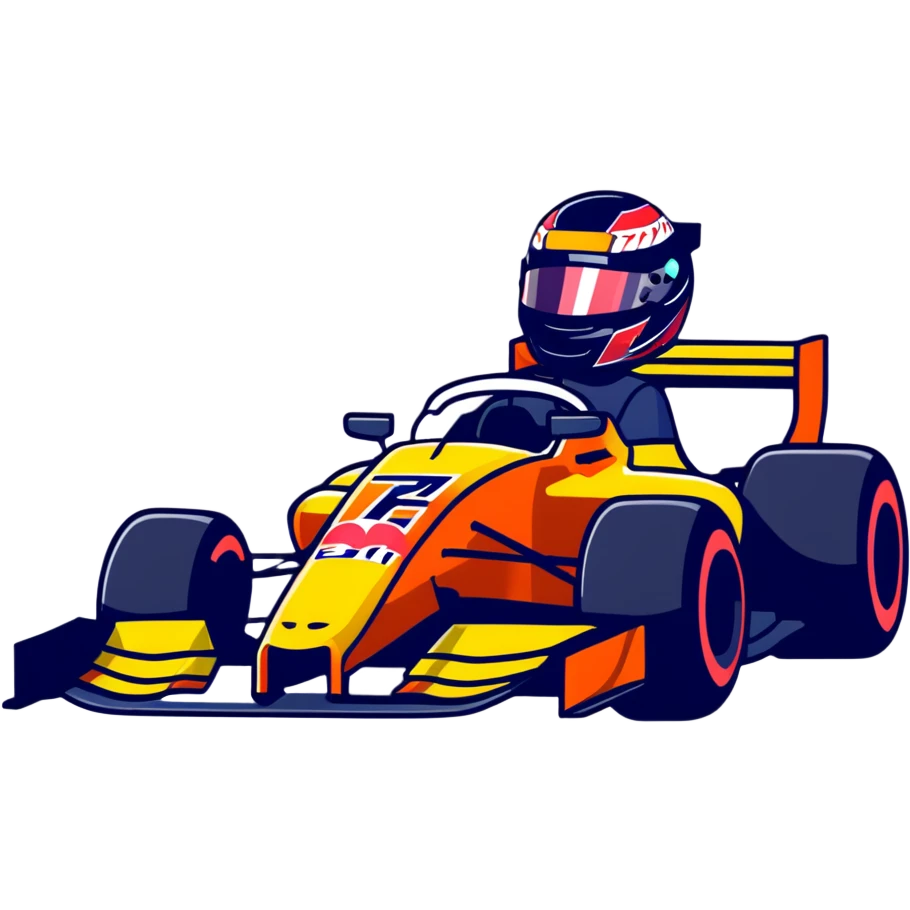 Max Verstappen driving a Formula 1 car emoji