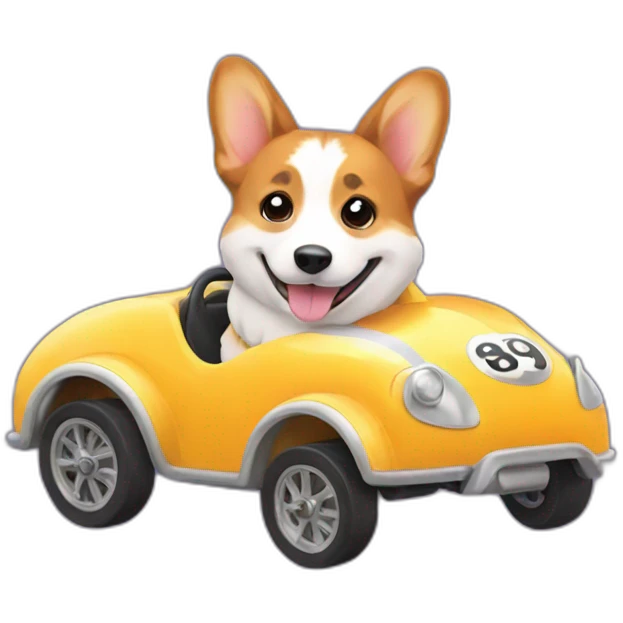 corgi in a racecar emoji