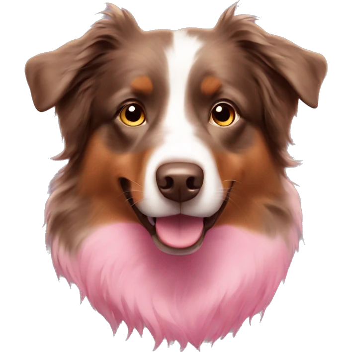 Brown Australian shepherd turned pink emoji