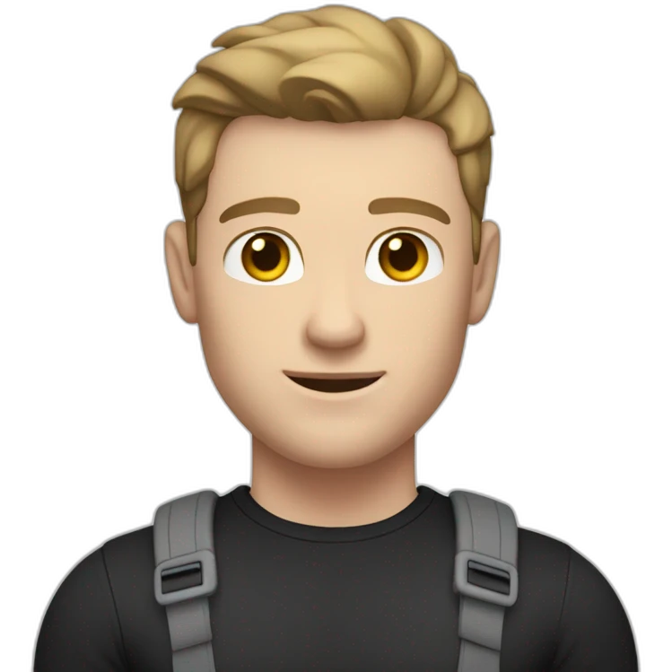 Pale skinned Fit Man With the biceps and brown hair in black shirt and gray shorts emoji