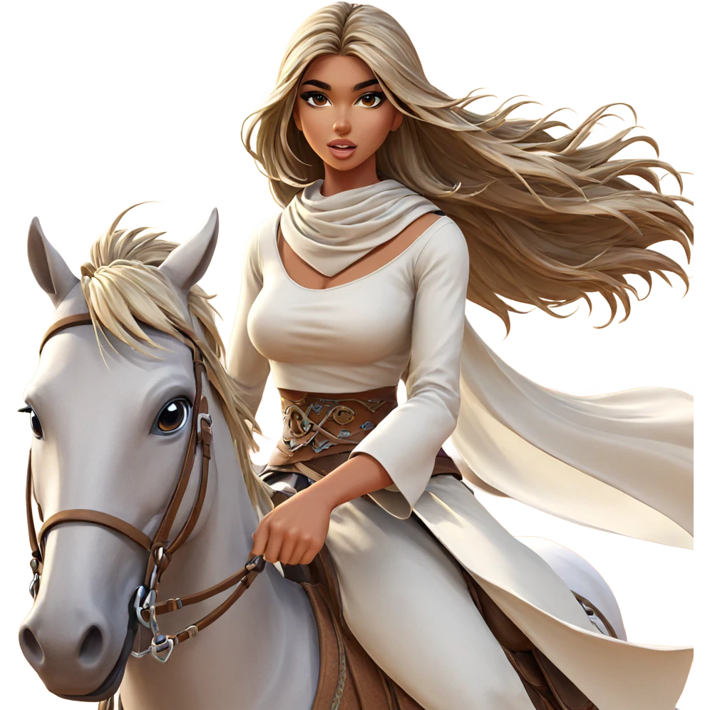 girl horseback riding in desert emoji