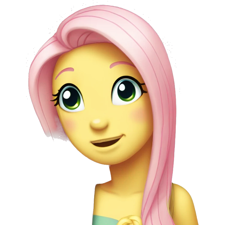 Fluttershy with sy face expression emoji