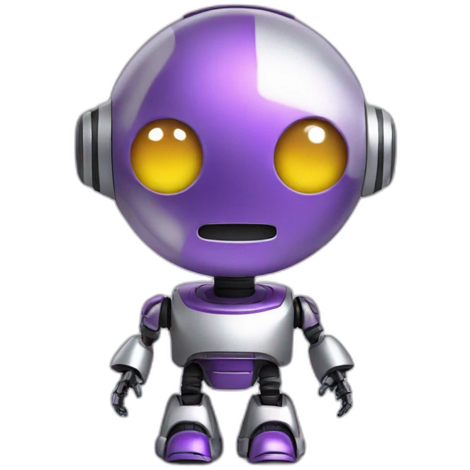 cute helpfull robot silver purple emoji