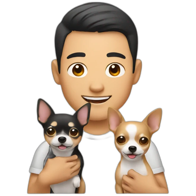 Asian guy with two chihuahua emoji
