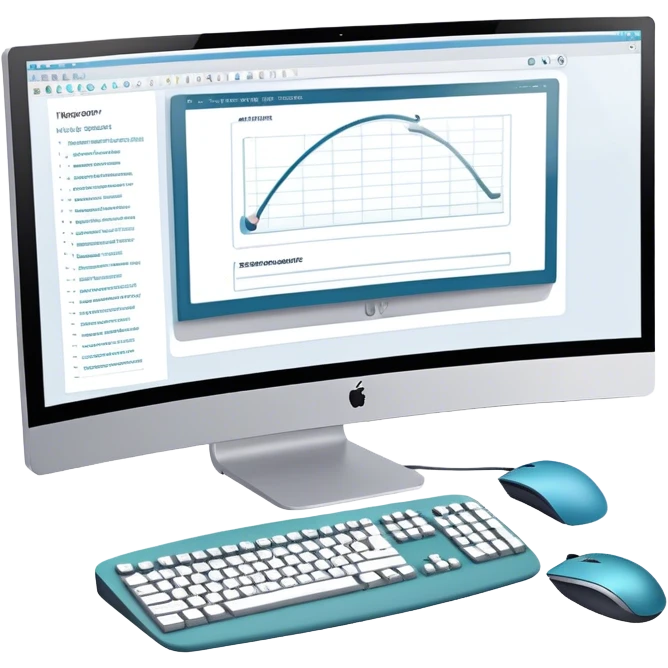Create an emoji for UX/UI design. Large curved monitor, displaying UX/UI program design interface. Include a mouse, keyboard, and stylus, symbolizing the design process. Use modern, professional colors. Do not include any emojis or smiley faces. Make the background transparent. emoji
