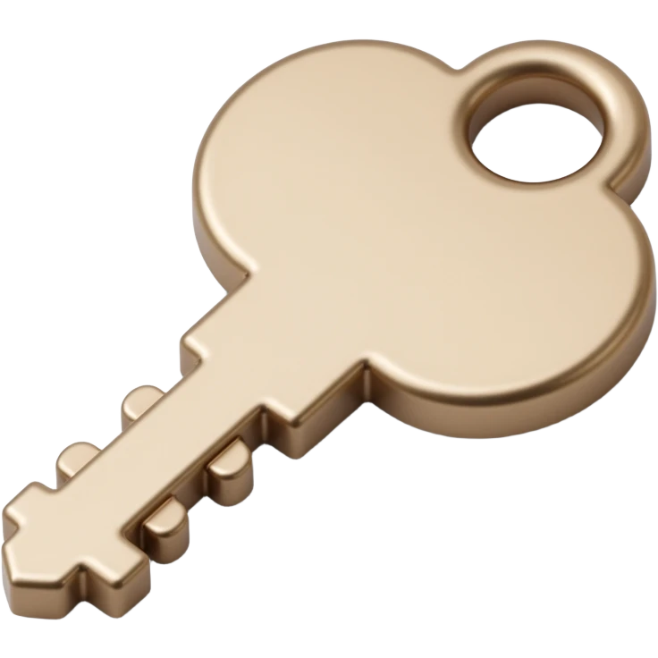 realistic metallic key icon with shiny highlights and subtle shadows in skeuomorphism style emoji