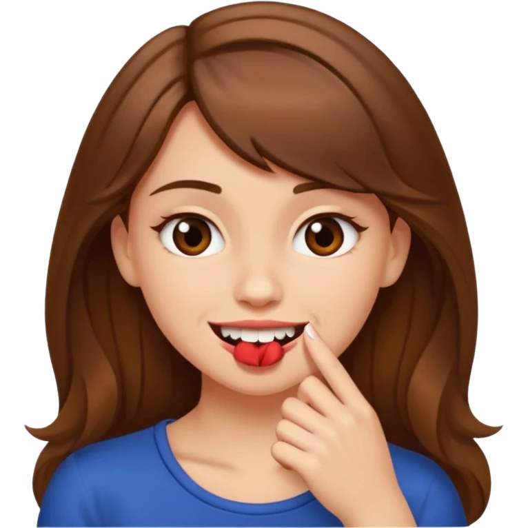 Une fille brune et blanche qui se mord l'ongle avec ses dents comme si elle draguait qqn emoji