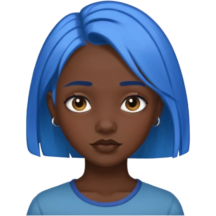 blue hair girl dark skin, old style art emoji