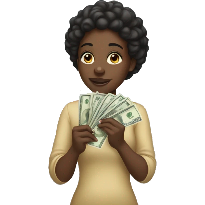 black girl holding money emoji